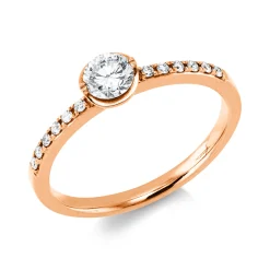 Ring aus 750 Gold Rotgold 13 Diamanten 0,37ct TW-VSI B:5mm