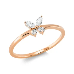 Ring aus 750 Gold Rotgold 4 Diamanten 0,16ct TW-VSI B:5,4mm