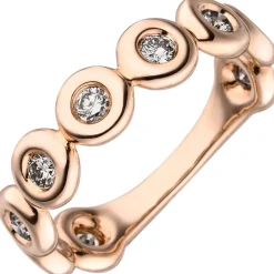Ring aus 585 Gold Rotgold mit 9 braunen Diamanten Brillanten 0,46 Ct