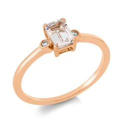 Ring aus 750 Gold Rotgold Morganit 0,51ct 2 Brillanten 0,02ct TW-SI B:8,4mm