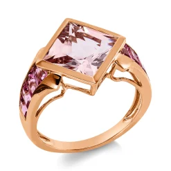 Ring aus 750 Gold Rotgold 9 Morganite 4,42ct pink B:14,2mm