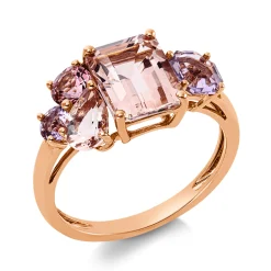 Ring aus 750 Gold Rotgold 5 Morganite 3,4ct rosa B:9,2mm