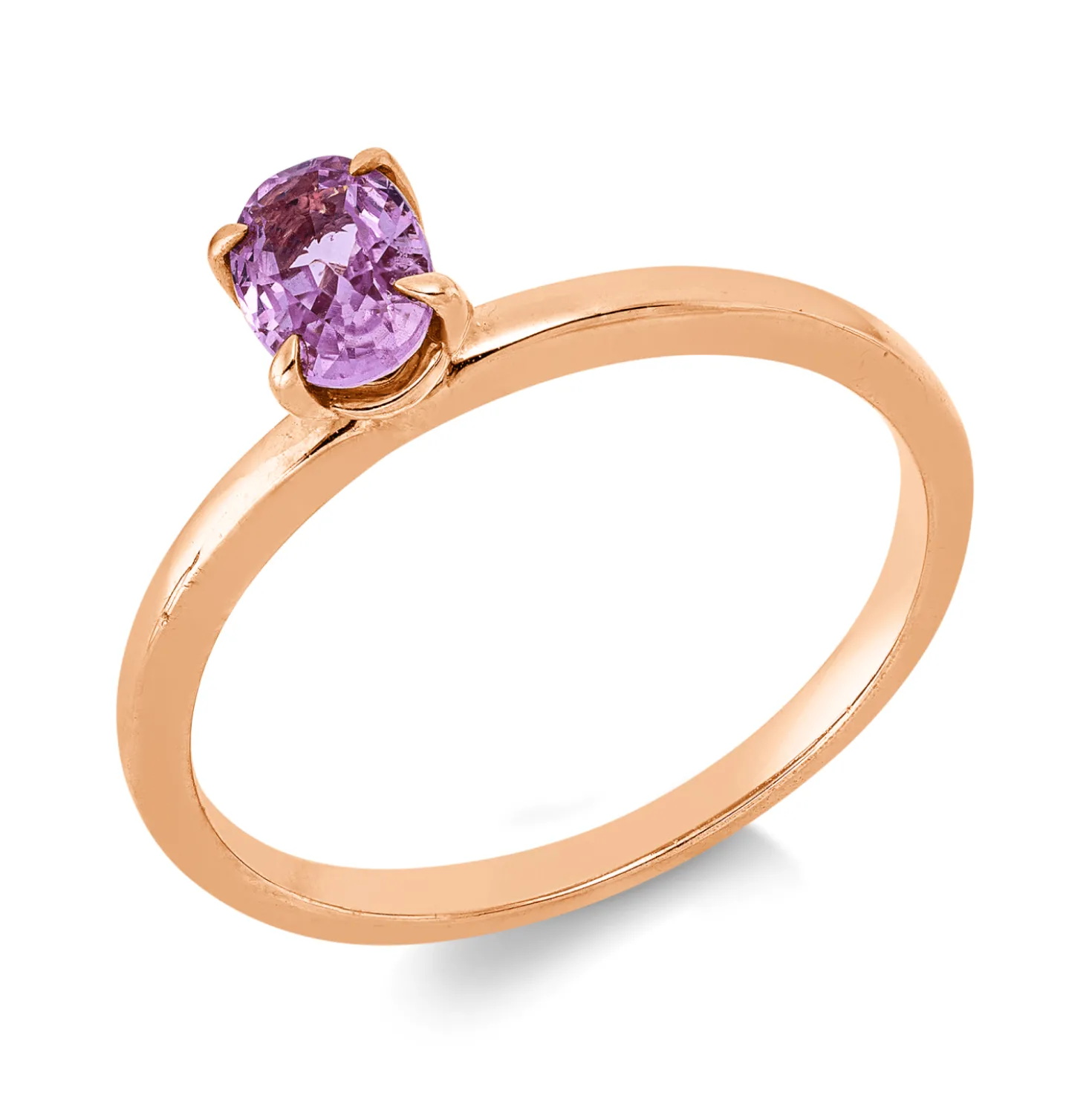 Ring aus 750 Gold Rotgold Saphir 0,55ct pink B:5,8mm 4er-Krappe