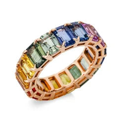 Ring aus 750 Gold Rotgold 19 Saphire 12,89ct mehrfarbig B:6mm