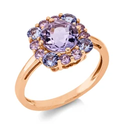 Ring aus 750 Gold Rotgold 13 Saphire 2,34ct pink B:11,1mm