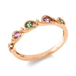 Ring aus 750 Gold Rotgold 5 Tsavorithe 0,29ct grün B:3,4mm