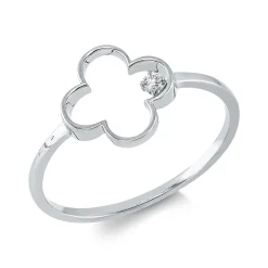 Ring aus 750 Gold Weißgold Brillant 0,02ct TW-SI B:9,7mm 4er-Krappe