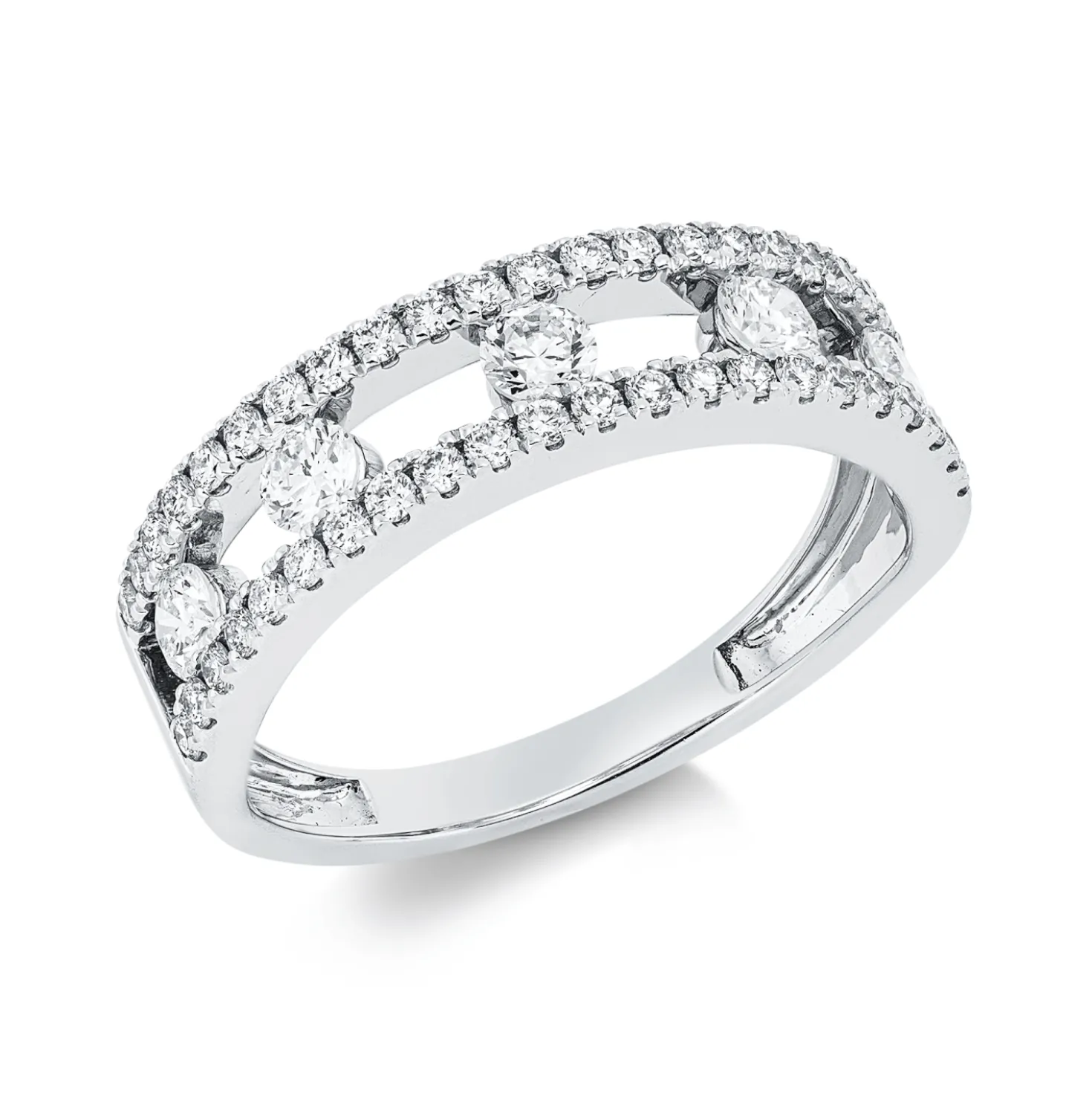 Ring aus 750 Gold Weißgold 49 Brillanten 0,75ct F-VSI B:5,1mm