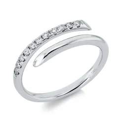 Ring aus 585 Gold Weißgold 11 Brillanten 0,15ct TW-PI B:5,3mm