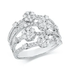 Ring aus 750 Gold Weißgold 106 Brillanten 1,6ct TW-SI B:17,4mm