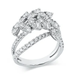 Ring aus 750 Gold Weißgold 68 Brillanten 1,38ct TW-SI B:15,5mm