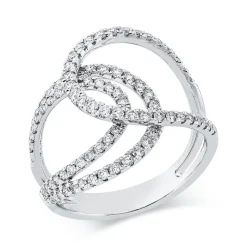 Ring aus 750 Gold Weißgold 86 Brillanten 0,64ct TW-SI B:17,8mm