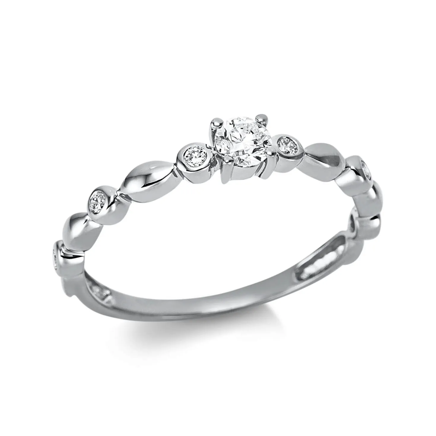 Ring aus 750 Gold Weißgold 7 Brillanten 0,23ct TW-SI B:3,4mm