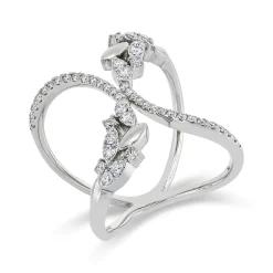 Ring aus 750 Gold Weißgold 50 Brillanten 0,51ct TW-SI B:20,3mm