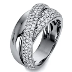 Ring aus 750 Gold Weißgold 143 Brillanten 1,18ct TW-SI B:10,2mm