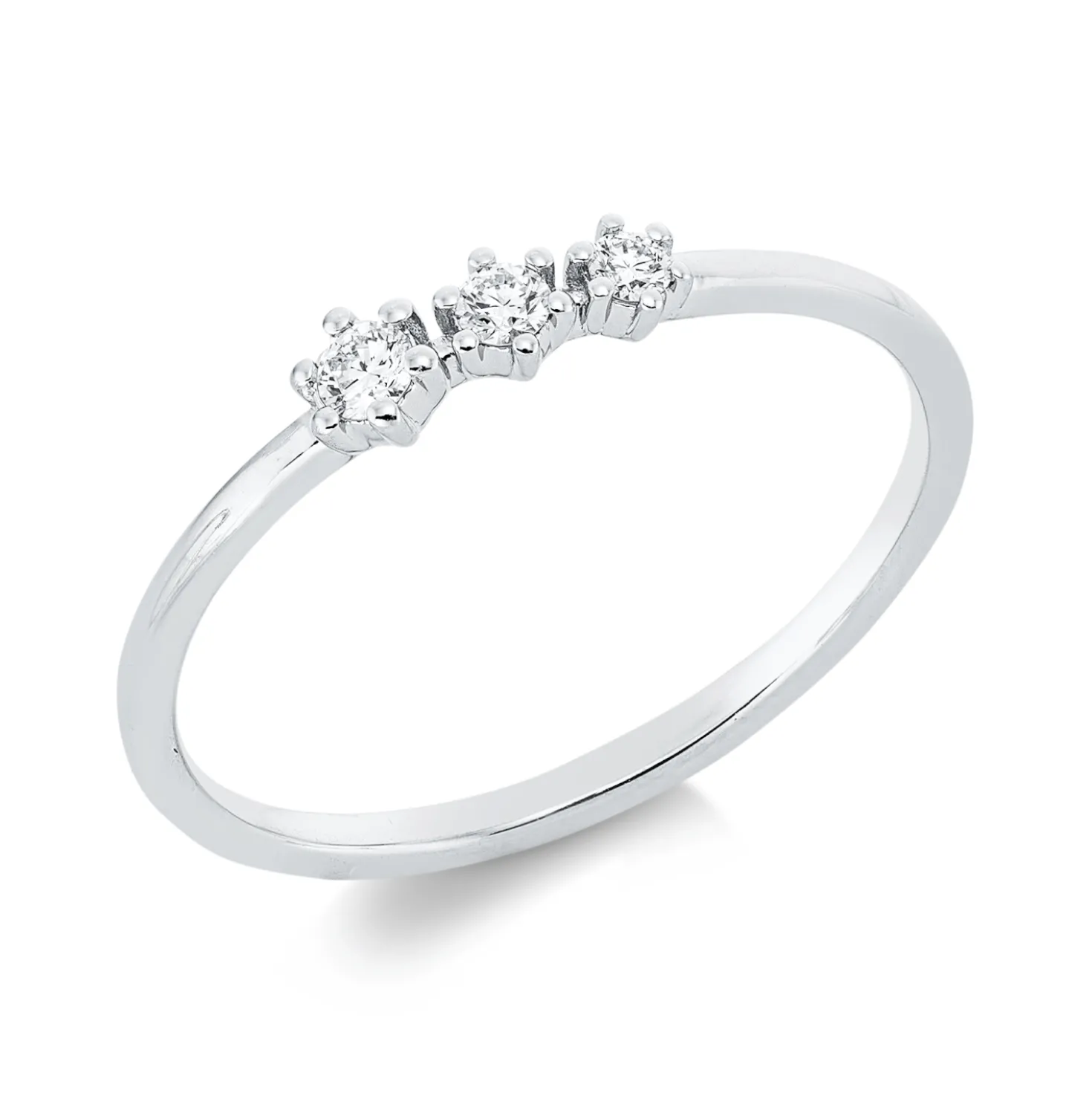 Ring aus 750 Gold Weißgold 3 Brillanten 0,1ct TW-SI B:3,3mm
