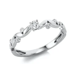 Ring aus 750 Gold Weißgold 7 Brillanten 0,16ct TW-SI B:2,9mm 4er-Krappe