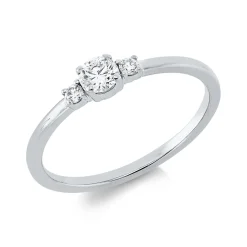 Ring aus 750 Gold Weißgold 3 Brillanten 0,24ct TW-SI B:5mm 4er-Krappe