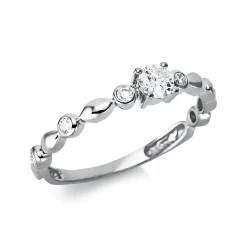 Ring aus 750 Gold Weißgold 7 Brillanten 0,32ct TW-SI B:3,8mm 4er-Krappe