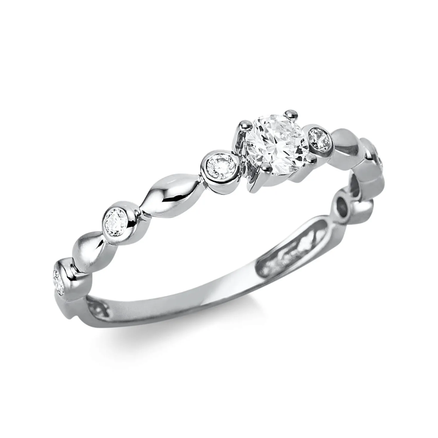 Ring aus 750 Gold Weißgold 7 Brillanten 0,32ct TW-SI B:3,8mm 4er-Krappe