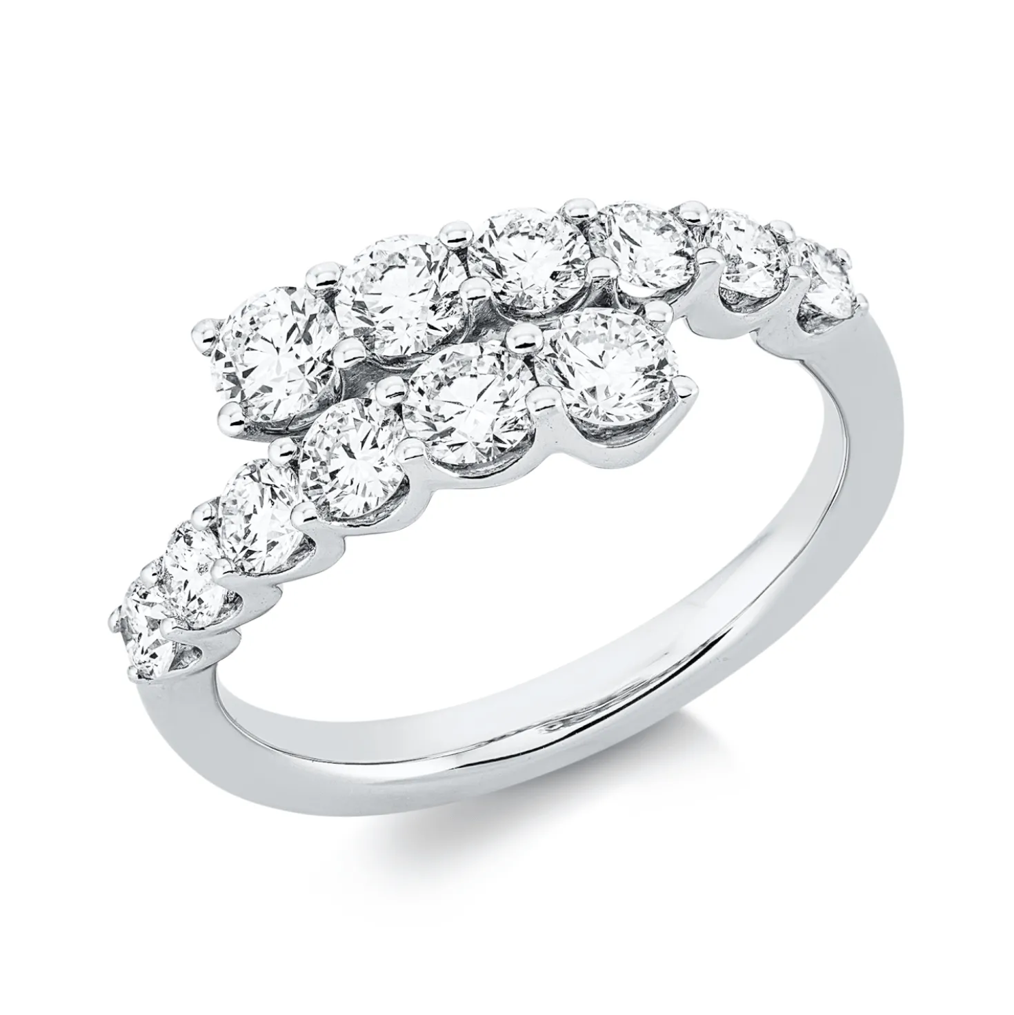 Ring aus 750 Gold Weißgold 12 Brillanten 1,4ct TW-VSI B:6,8mm