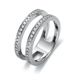 Ring aus 750 Gold Weißgold 46 Brillanten 0,38ct TW-VSI B:7,5mm