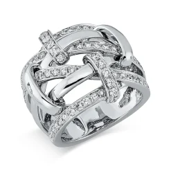 Ring aus 750 Gold Weißgold 80 Brillanten 1,25ct TW-VSI B:20,5mm