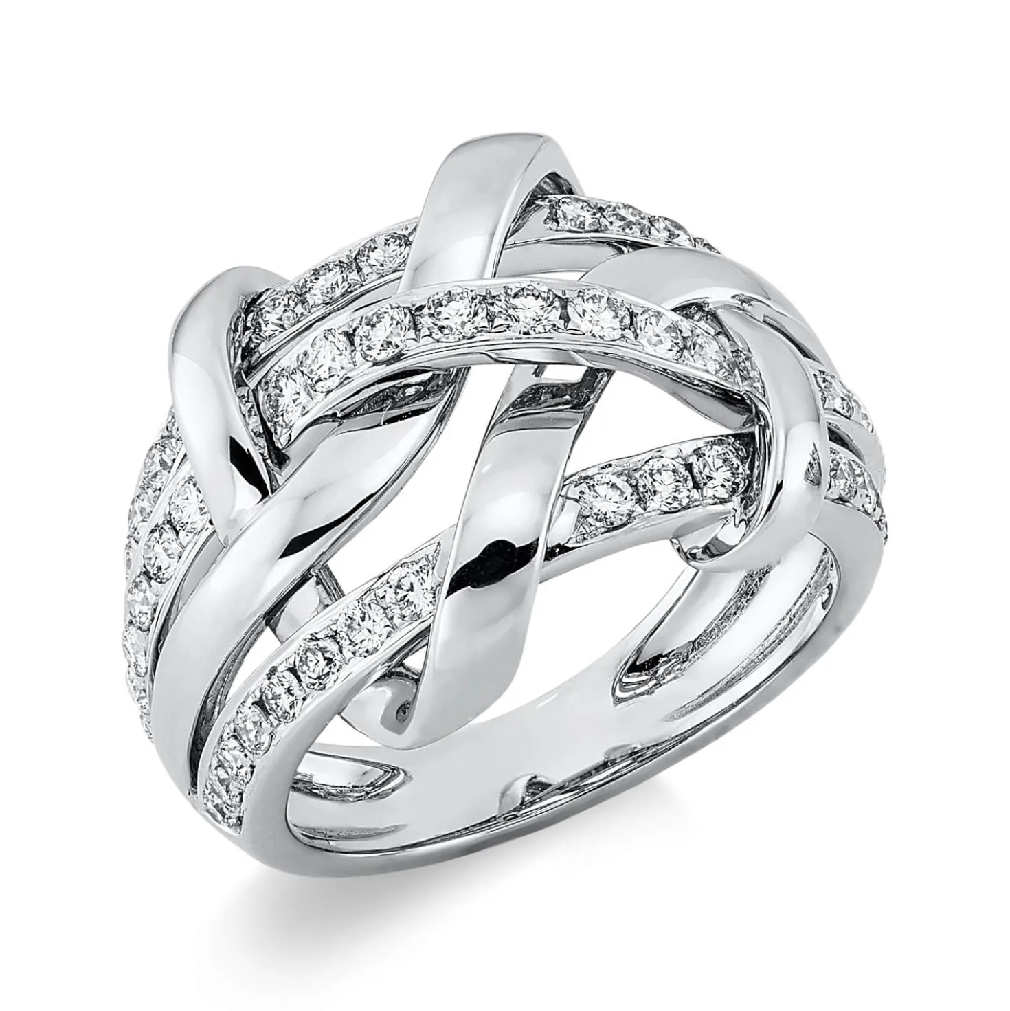 Ring aus 750 Gold Weißgold 54 Brillanten 0,88ct TW-VSI B:16,5mm