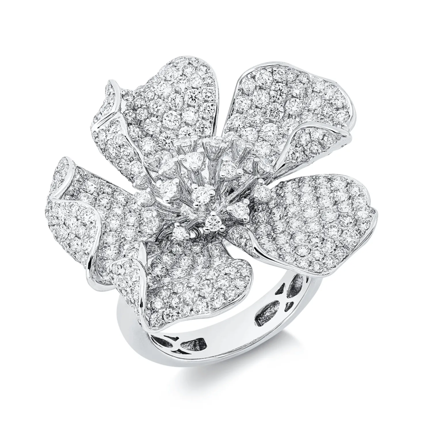 Ring aus 750 Gold Weißgold 323 Brillanten 3,89ct TW-VSI B:31,8mm