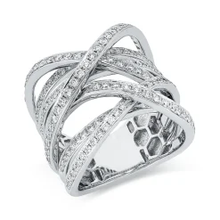 Ring aus 750 Gold Weißgold 157 Brillanten 1,38ct TW-VSI B:19,7mm