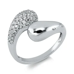Ring aus 750 Gold Weißgold 50 Brillanten 0,35ct W-SI B:12,7mm