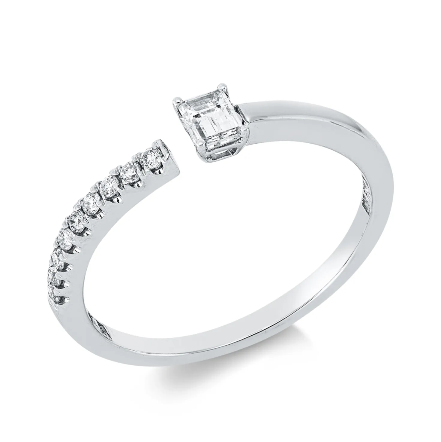 Ring aus 750 Gold Weißgold 10 Diamanten 0,26ct B:3,8mm