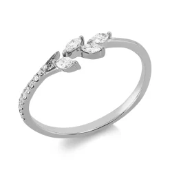 Ring aus 750 Gold Weißgold 14 Diamanten 0,2ct B:4mm
