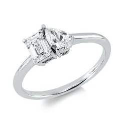 Ring aus 750 Gold Weißgold 2 Diamanten 0,79ct B:6,3mm