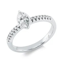 Ring aus 585 Gold Weißgold 15 Diamanten 0,51ct B:8,4mm 2er-Krappe