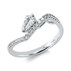 Ring aus 750 Gold Weißgold 22 Diamanten 0,35ct B:7,1mm 2er-Krappe