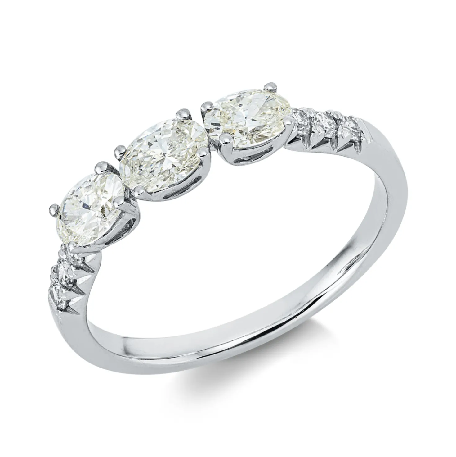 Ring aus 750 Gold Weißgold 9 Diamanten 0,77ct B:3mm 4er-Krappe