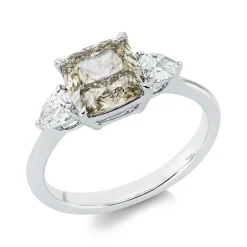 Ring aus 750 Gold Weißgold 3 Diamanten 2,8ct B:7,4mm 4er-Krappe