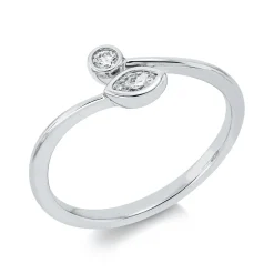 Ring aus 750 Gold Weißgold 2 Diamanten 0,12ct B:6mm Zarge