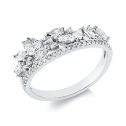 Ring aus 750 Gold Weißgold 47 Diamanten 0,77ct F-SI B:8mm