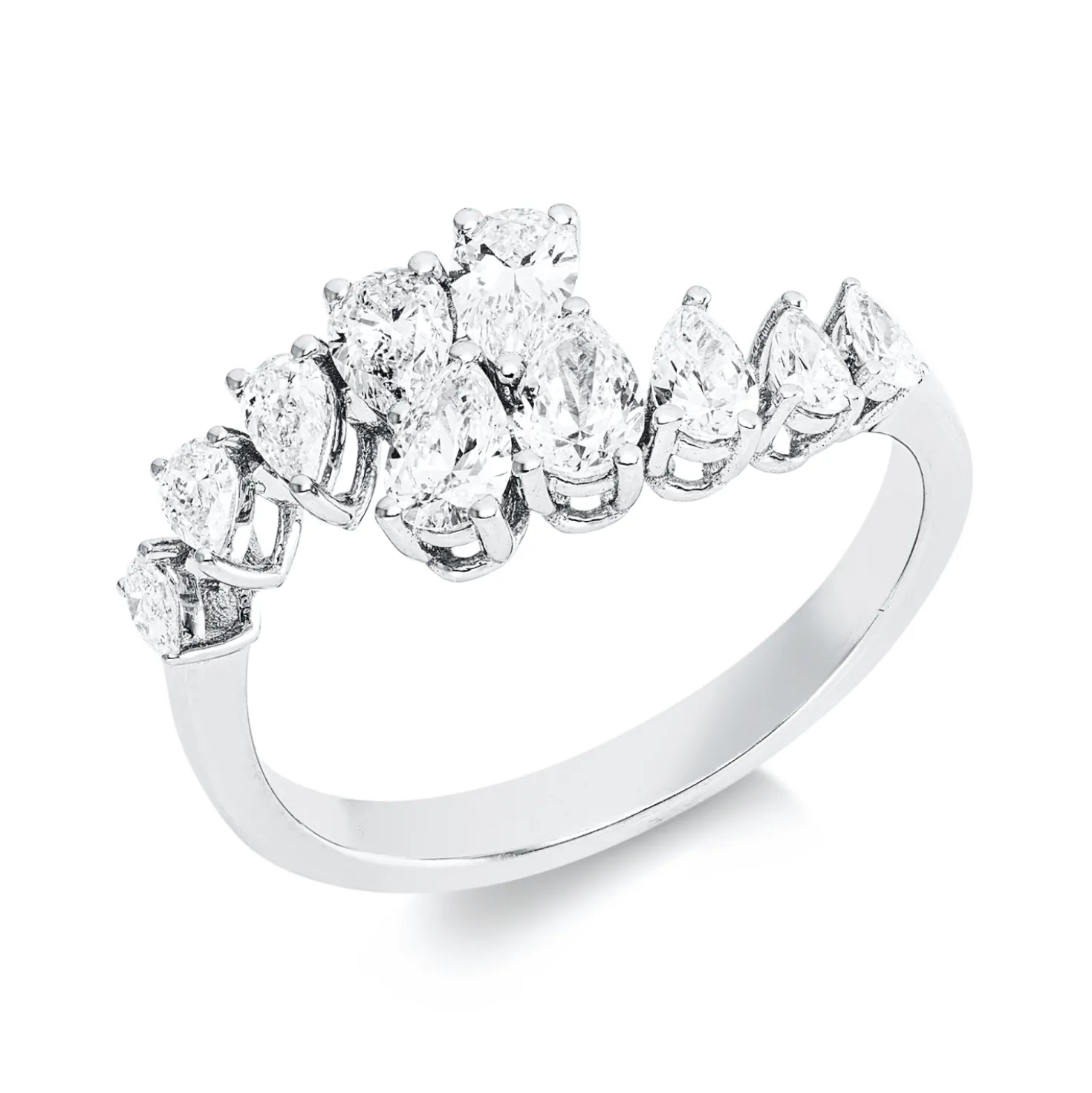 Ring aus 750 Gold Weißgold 10 Diamanten 1,07ct F-VSI/SI B:9,2mm