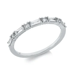 Ring aus 750 Gold Weißgold 9 Diamanten 0,34ct TW-PI B:2mm