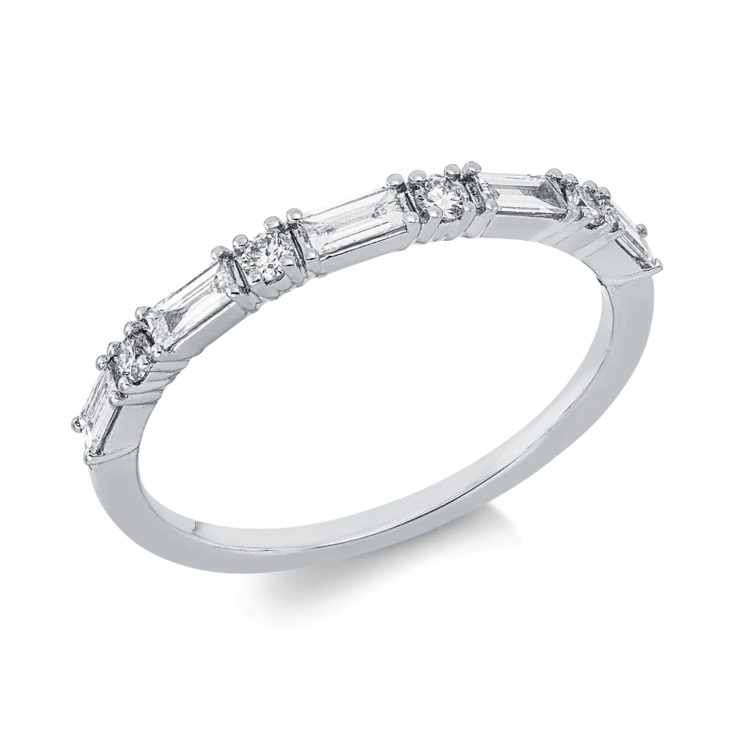 Ring aus 750 Gold Weißgold 9 Diamanten 0,34ct TW-PI B:2mm