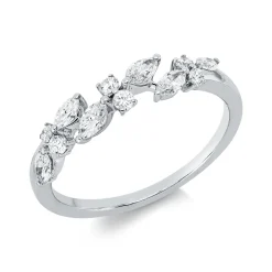 Ring aus 750 Gold Weißgold 12 Diamanten 0,46ct TW-PI B:4,3mm