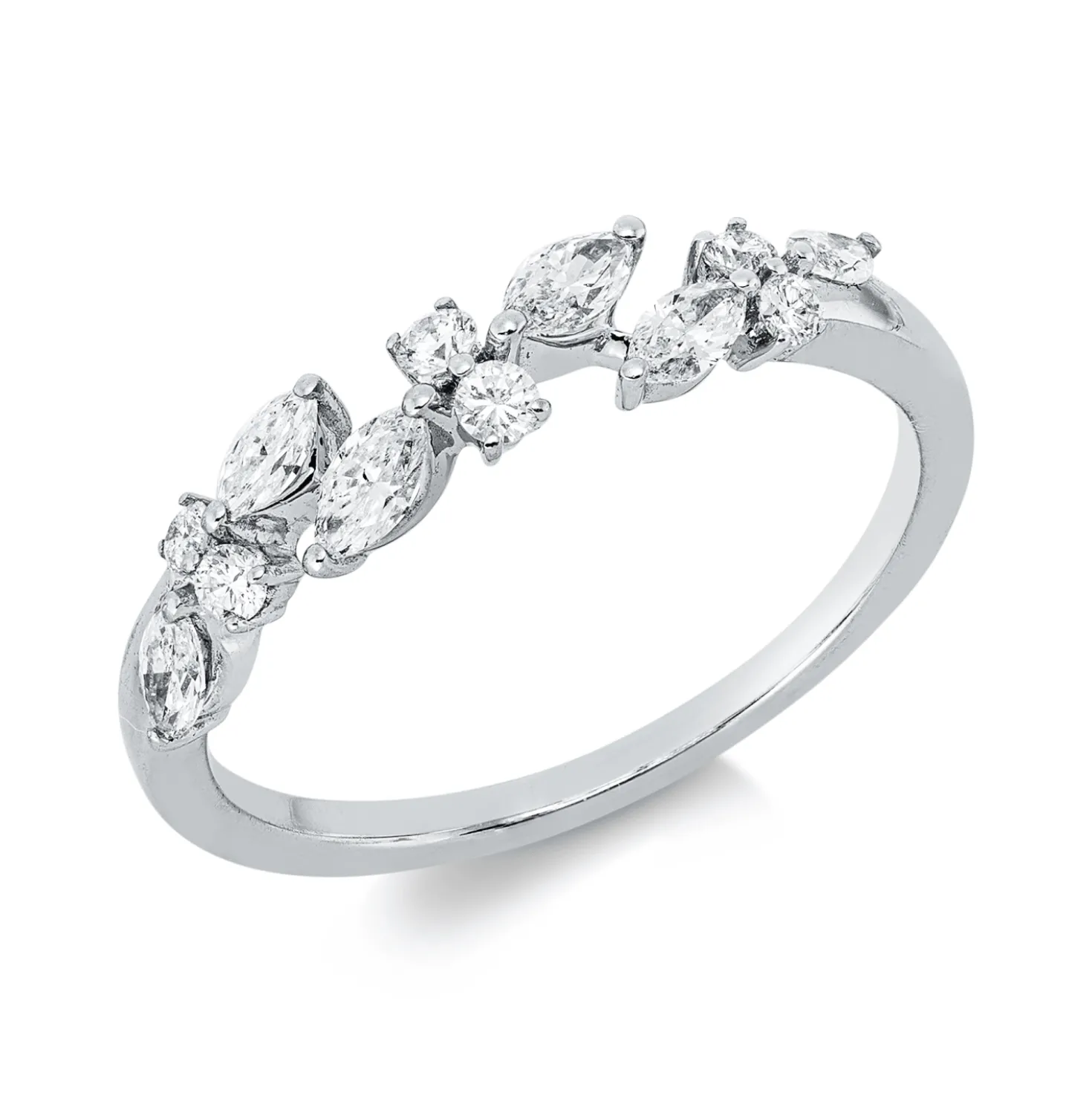 Ring aus 750 Gold Weißgold 12 Diamanten 0,46ct TW-PI B:4,3mm
