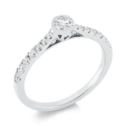 Ring aus 750 Gold Weißgold 15 Diamanten 0,5ct TW-SI