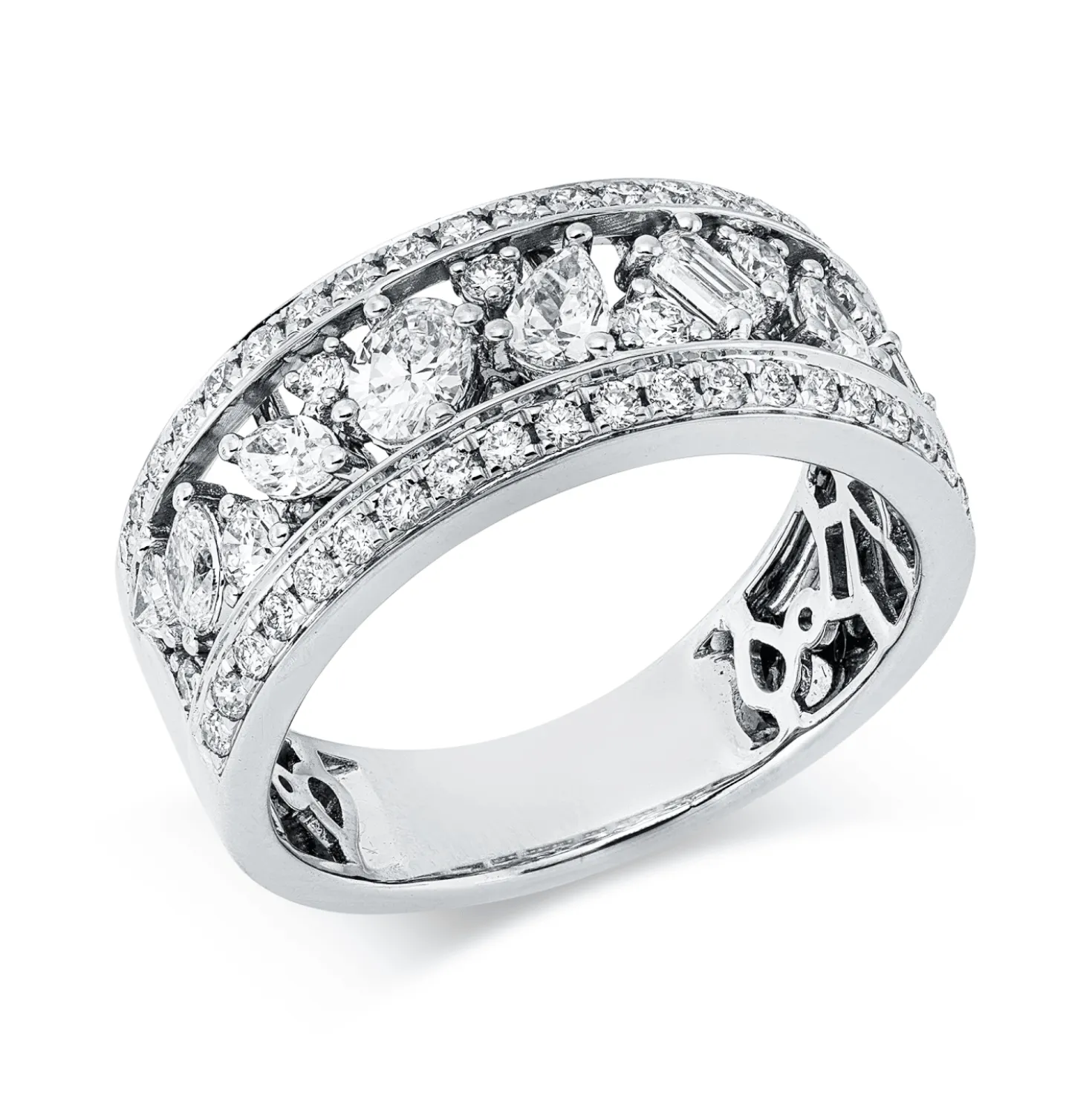 Ring aus 750 Gold Weißgold 56 Diamanten 1,07ct TW-SI B:8mm