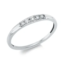 Ring aus 750 Gold Weißgold 5 Diamanten 0,11ct TW-SI B:2,3mm