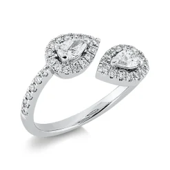 Ring aus 750 Gold Weißgold 42 Diamanten 0,65ct TW-SI B:11mm