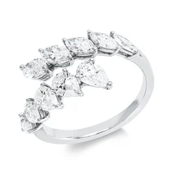 Ring aus 750 Gold Weißgold 10 Diamanten 2,1ct TW-SI B:10,9mm